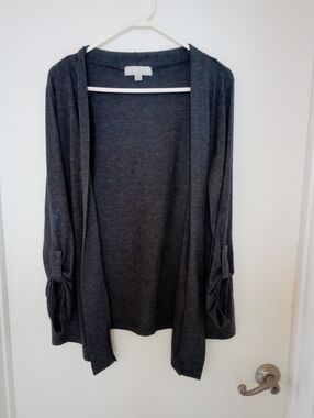 Carolyn Taylor Charcoal Open-Front Draped Cardigan